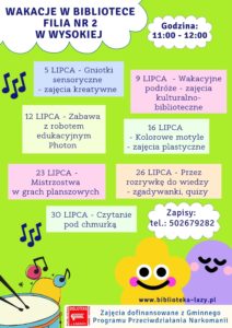 Wakacje - program filii Wysoka