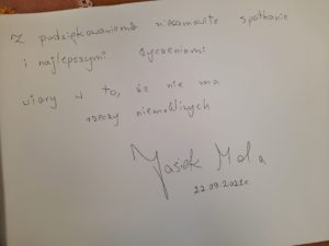 Wpis Jaśka Meli do kroniki biblioteki